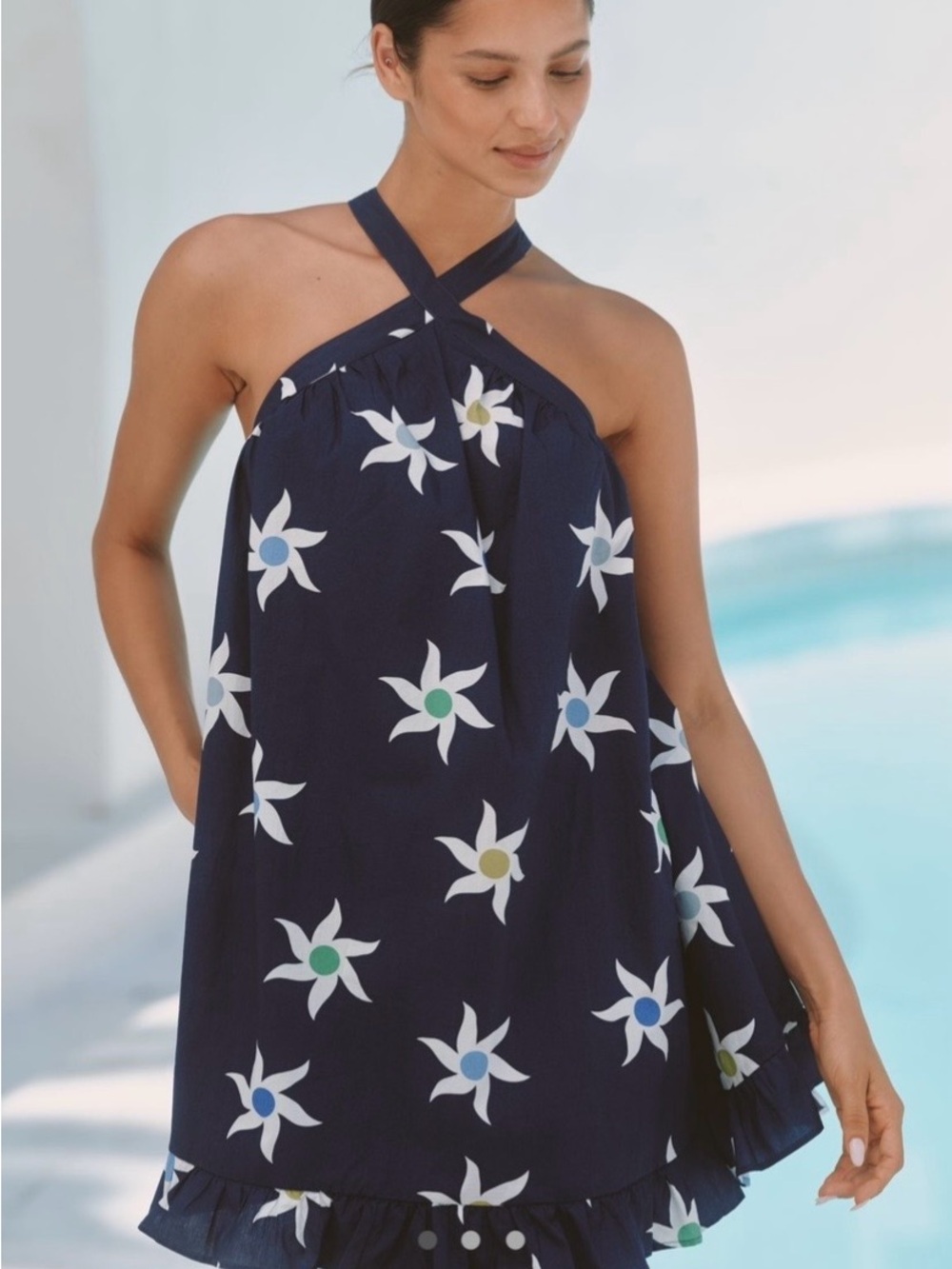 Anthropologie Celandine Halter Ruffle hem babydoll mini dress medium NWT